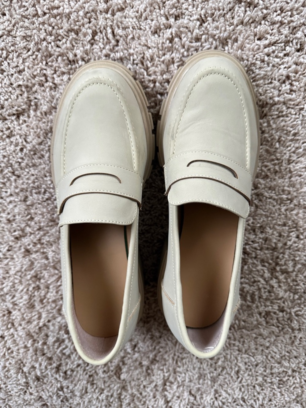 Crown Vintage Ivory Leather Penny Loafers